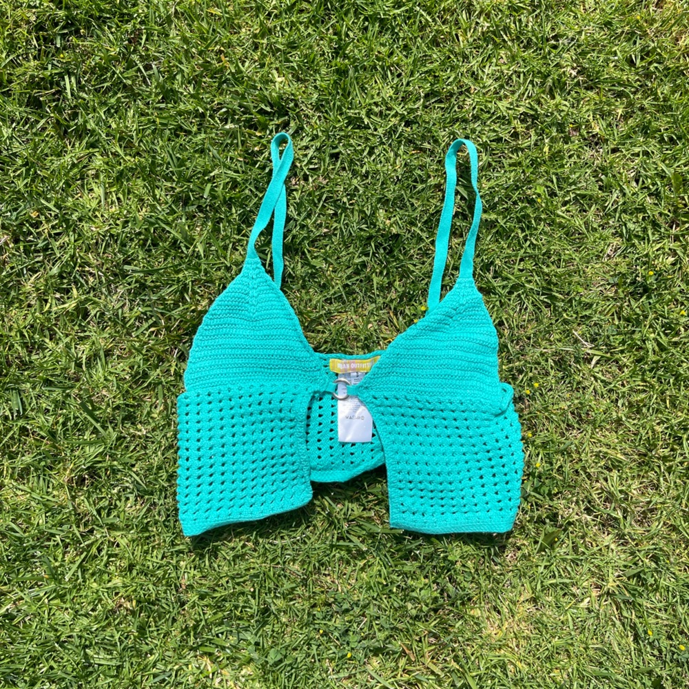Urban Outfitters Teal Crochet Top